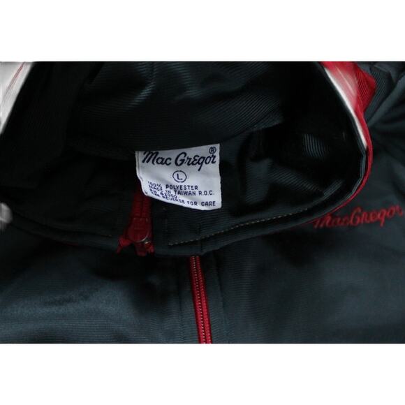 Vintage MacGregor track jacket full zip grey red trim sz L polyester 70s 80s - Picture 3 of 4